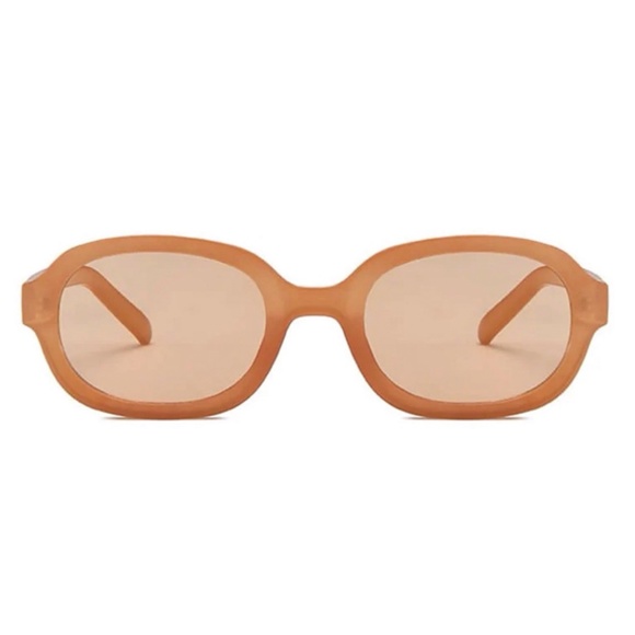 Oval Vintage Trendy Hip Hop Cute Women's Orange Brown Female Y2K Sunglasses - Picture 4 of 4